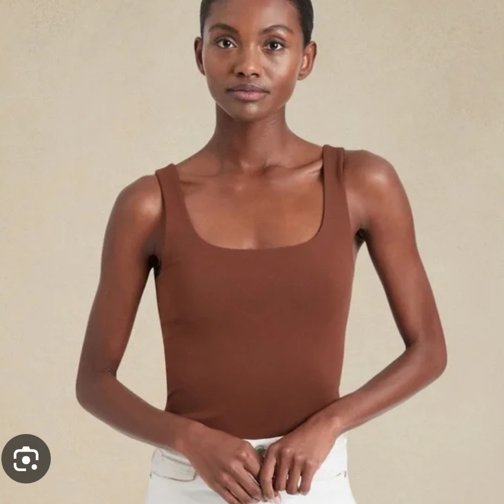 Banana Republic Scoop-Neck Bodysuit, Brown, L